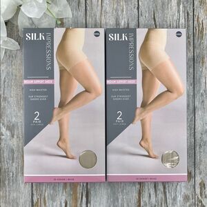 Silk Impressions Shimmer Sheer Pantyhose Stockings 30 Denier Sheer 2, 2-Packs 3X